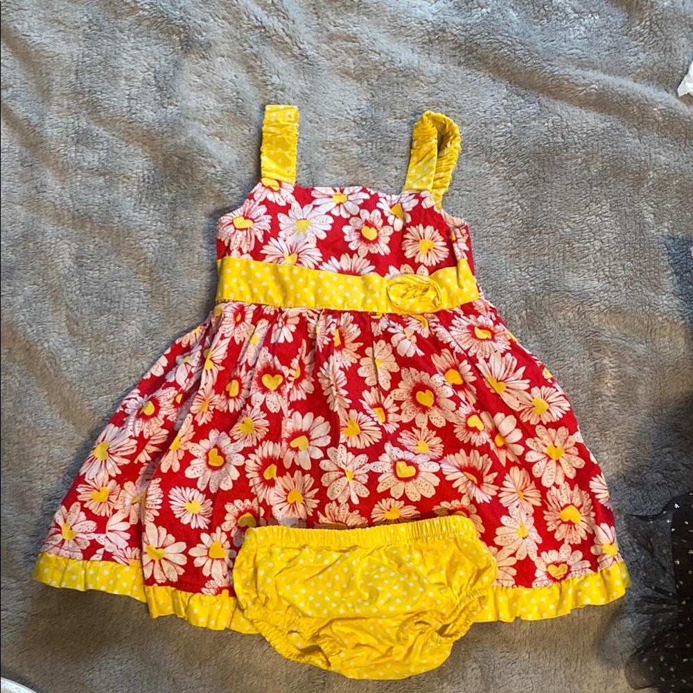 Casual Red and Yellow Floral Dress